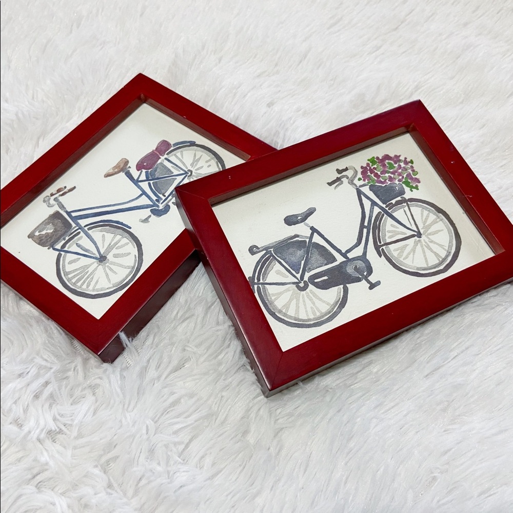 🚲 Small Framed Watercolor Bike Paintings